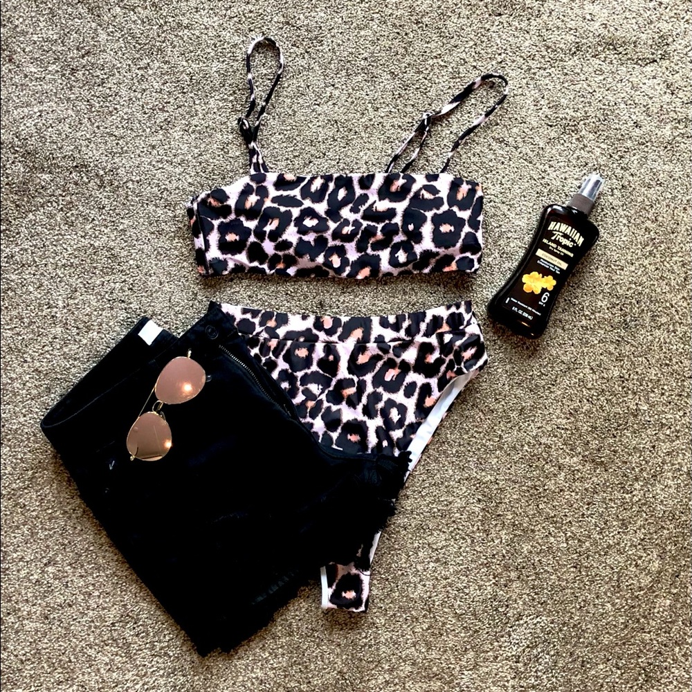 Cheeta print High rise cheeky bikini